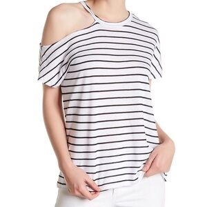 NWT Stateside Cutout Striped Crew Neck Slub Tee M